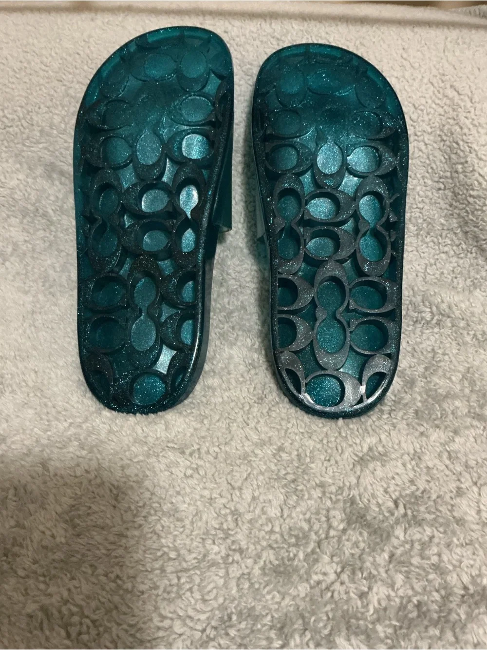 Women’s Glitter Teal Slide Sandals